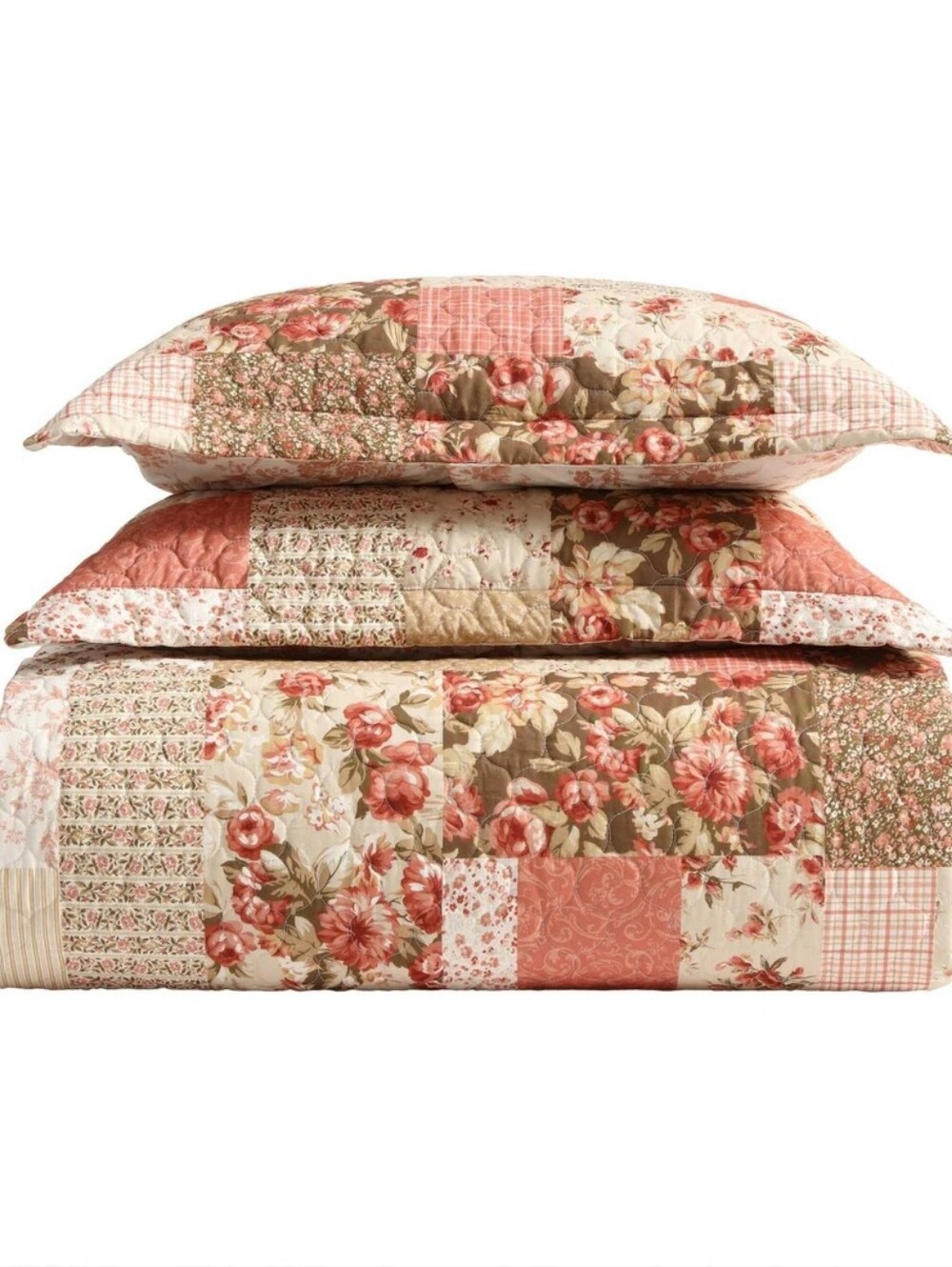 Laura Ashley Henrietta Patchwork Reversible Quilt Set 3pc Twin Size New